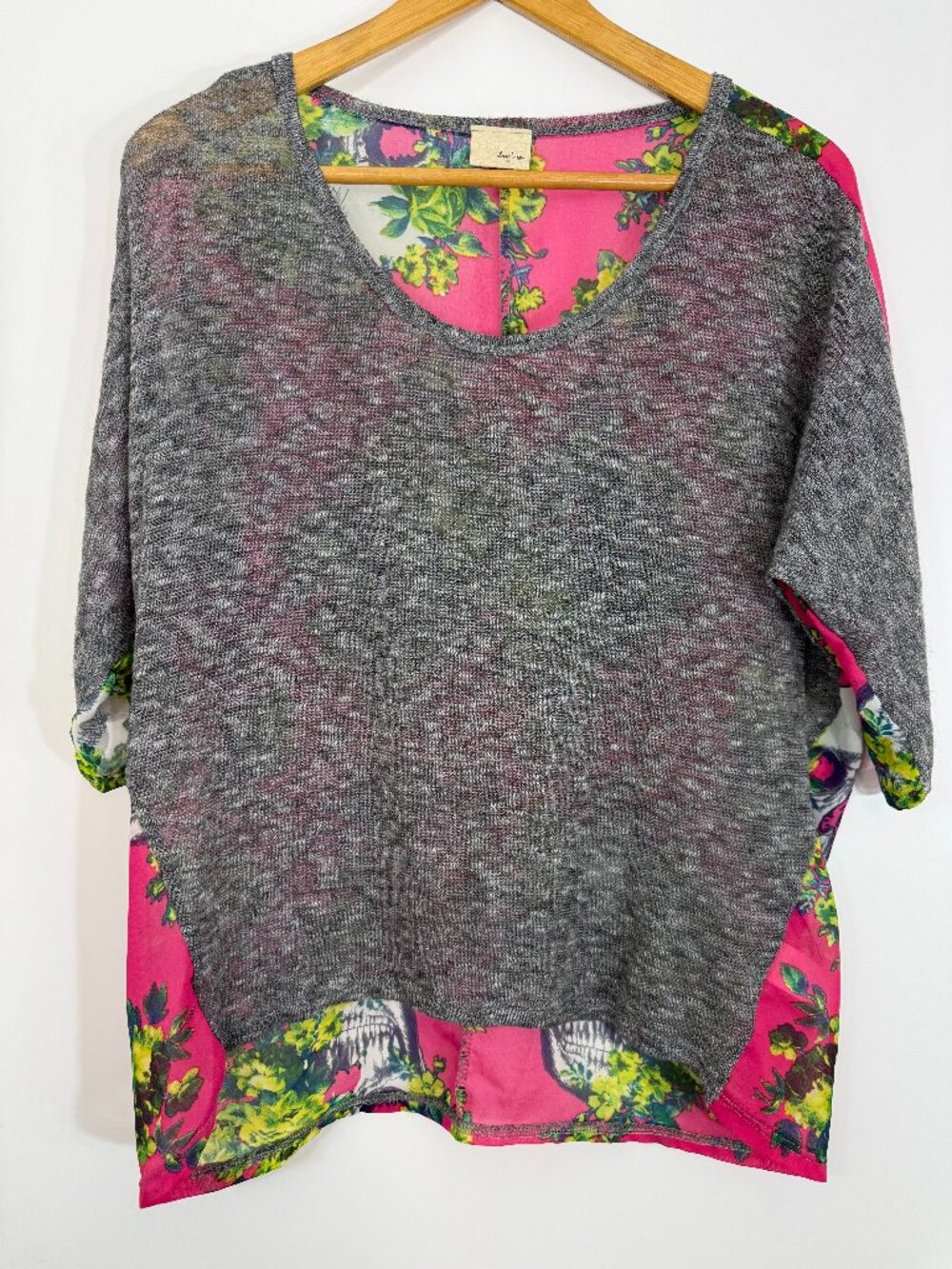Daytrip Boho Womens Blouse Medium Pullover top, hi-low style Sweater Sheer Style
